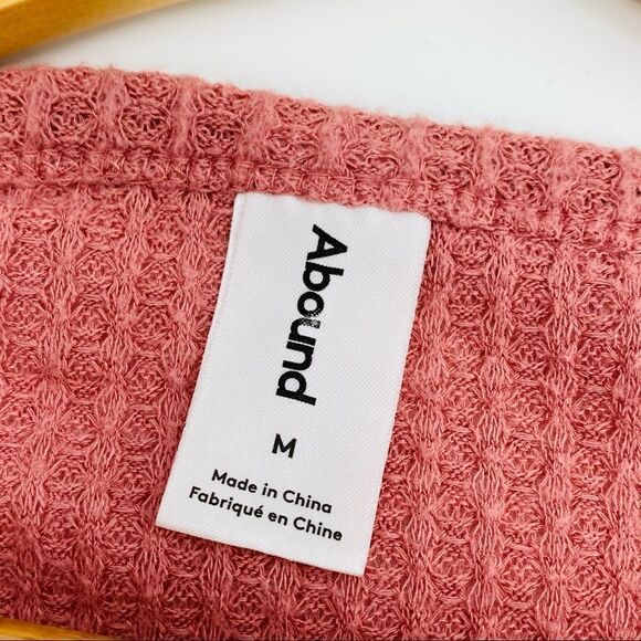 Abound mauve dusty pink waffle knit vneck slouchy cropped top medium - Picture 4 of 7